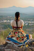 ai generiert Fiesta glam Mexikaner Schönheit im Volk inspiriert Mode foto