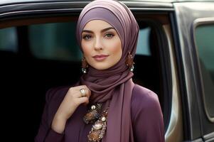 ai generiert orientalisch Opulenz elegant Muslim Mode mit ein modisch Twist foto