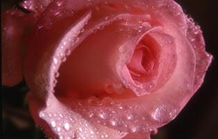 ein schließen oben von ein Rosa Rose mit Wasser Tröpfchen foto