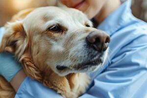 ai generiert Tierarzt Überprüfung ein Hund Gesundheit. generativ ai foto