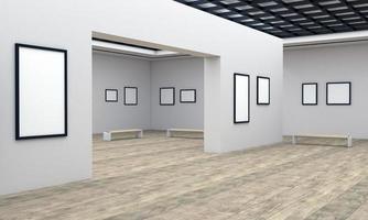 Kunstgalerie Rahmen Mockup 3D-Darstellung und 3D-Rendering foto