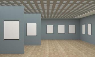 Kunstgalerie Rahmen Mockup 3D-Darstellung und 3D-Rendering foto