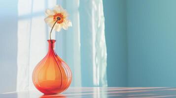 ai generiert einsam blühen im sonnendurchflutet Vase foto