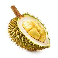 ai generiert frisch Durian - - König von tropisch Früchte isoliert auf Weiß Hintergrund foto