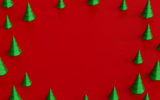 Weihnachtsbaum mit Leerzeichen auf rotem Hintergrund, 3D-Rendering foto