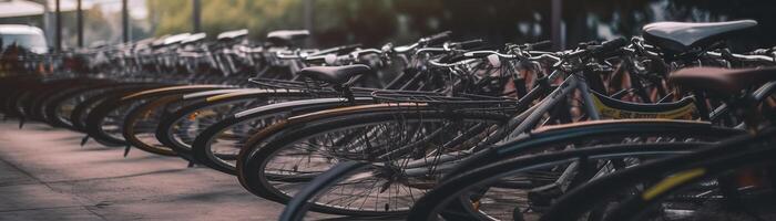 ai generativ Fahrräder zum Miete im Stadt Umgebung London England foto