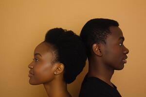 ai generiert afrikanisch männlich und weiblich Modell- Wende seitwärts mit generativ ai foto