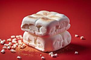 ai generiert getoastet Marshmallows Stapel foto