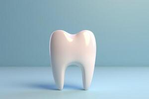 ai generiert Modell- von Mensch Zahn auf Blau Hintergrund. foto