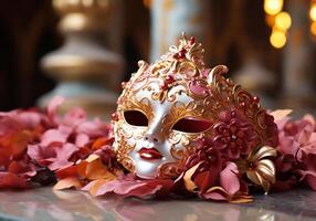 ai generiert venezianisch Karneval Maske. Tradition und Glanz foto