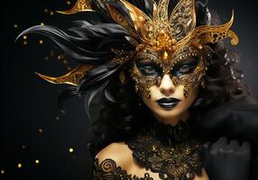 ai generiert venezianisch Karneval Kostüm Maske. Tradition und Glanz. foto