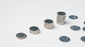 Stapel von Münzen. Konzept von Speichern zum Geschäft foto