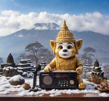 ai generiert rj Affe Maskottchen Statue im Chiang Mai, Thailand. foto