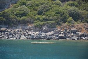 Ägäis in der Türkei, Panorama von Bergen und Küste foto