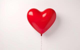 ai generiert rot Herz geformt Latex Ballon isoliert auf Weiß Hintergrund. Valentinsgrüße Tag, Engagement oder Hochzeit Party Poster. ai generativ foto