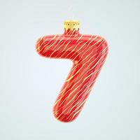 rote Nummer sieben Weihnachtsspielzeug isoliert weiß 3d render foto