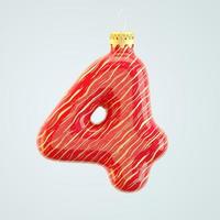 rote nummer vier weihnachtsspielzeug isoliert weiß 3d render foto