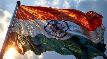 ai generiert schön Aussicht von das indisch Flagge mit ein Weiß Hintergrund foto