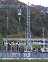 hoch Stromspannung elektrisch Leistung Pflanze Strom Verteilung Unterstation foto