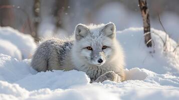 ai generiert Arktis Fuchs im Schnee Lebensraum, Winter Landschaft. foto