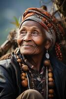 ai generiert Porträt von ein Alten Frau im Papua Neu Guinea. Asien foto