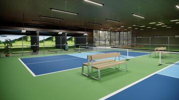 3d machen Innen- Pickleball Gericht Illustration foto