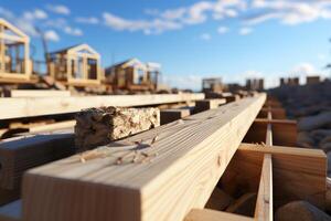 ai generiert Konstruktion von ein Haus unter ein beschwingt Sommer- Himmel, Konstruktion Seite? ˅ Foto