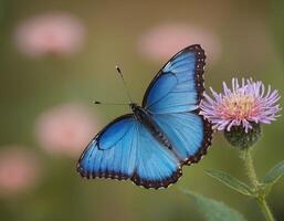 ai generiert Schwalbenschwanz Schmetterling auf Blume und Wasser. foto