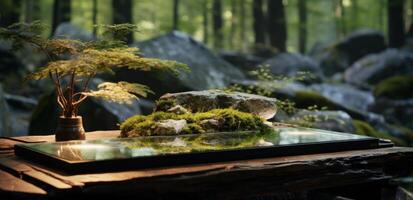 ai generiert ein animiert Tabelle im das Wald foto