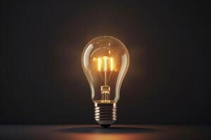 ai generiert Jahrgang die Glühbirne hell Licht Birne Edison Lampe elektrisch Denken Idee Konzept Innovation Technologie Symbol Lösung Inspiration Erfindung Energie Licht Elektrizität Leistung Kreativität Zeichen foto