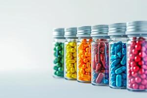 ai generiert Flasche von anders Kapsel Tablette Pille. Medikament und Pharmakologie. foto
