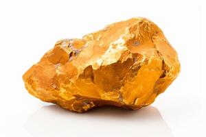 ai generiert glänzend Gold Nugget isoliert auf Weiß Hintergrund kostbar Metall Investition Konzept Foto