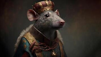 ai generiert Ratte König mittelalterlich Porträt, neural Netzwerk generiert Kunst foto