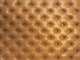 Textur aus braunem, beigem Lederhintergrund mit Capitone-Muster, Vollbild. brauner Retro-Chesterfield-Stil. foto