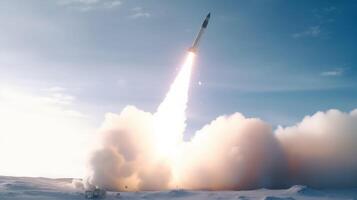 ai generiert Militär- Rakete Konzept im realistisch Stil. Luft zu Oberfläche Raketen. foto