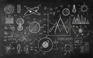 ai generiert Tafel mit mathematisch Konzepte foto