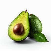 ai generiert Avocado mit Blätter isoliert auf Weiß Hintergrund. foto