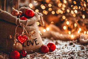 ai generiert Weihnachten und Neu Jahr Hintergrund. Weihnachten Baum, Geschenke und Beleuchtung. foto