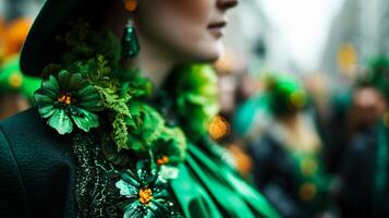 ai generiert unbekannt Menschen beim das st. Patrick's Tag Parade foto