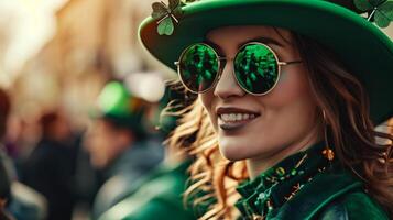 ai generiert unbekannt Menschen beim das st. Patrick's Tag Parade foto