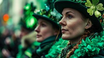 ai generiert unbekannt Menschen beim das st. Patrick's Tag Parade foto