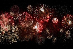 Feuerwerk Hintergrund. Neu Jahr, Weihnachten von Geburtstag Feier. festlich Stimmung foto