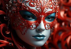 ai generiert venezianisch Karneval Kostüm Maske. Tradition und Glanz foto