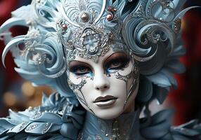 ai generiert venezianisch Karneval Kostüm Maske. Tradition und Glanz foto