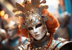 ai generiert venezianisch Karneval Maske. Tradition und Glanz foto