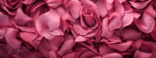 ai generiert zart Makro Schuss von ein Rosa Rose Blütenblätter Oberfläche. foto