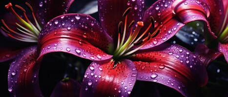 ai generiert detailliert Nahansicht von Lilie Blütenblätter. foto