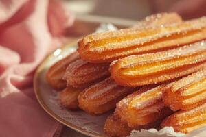 ai generiert Churros mit Zimt und Zucker. generativ ai foto