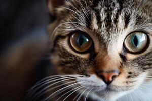 ai generiert Katze Gesicht mit ausdrucksvoll Augen. Haustiere und Lebensstil Konzept. generativ ai foto