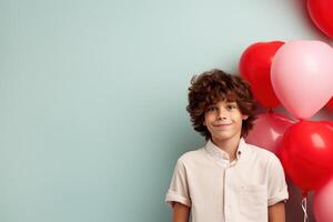 ai generiert Junge mit Luftballons foto